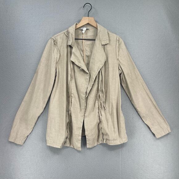 Sarah Pacini Set Womens 2 US 8/10 Tan Linen Lagenlook Jacket Skirt Boho Resort - Picture 2 of 16